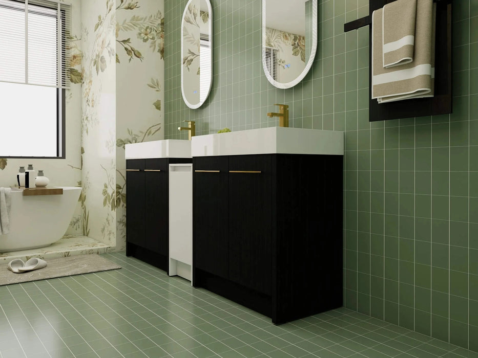 72 Inch Freestanding Bathroom Vanity with Resin Sink and a Storage Cabinets, With Soft Closing Door, 09230*2+0312 Combination Cabinet, KD-Package Default -DTYStore