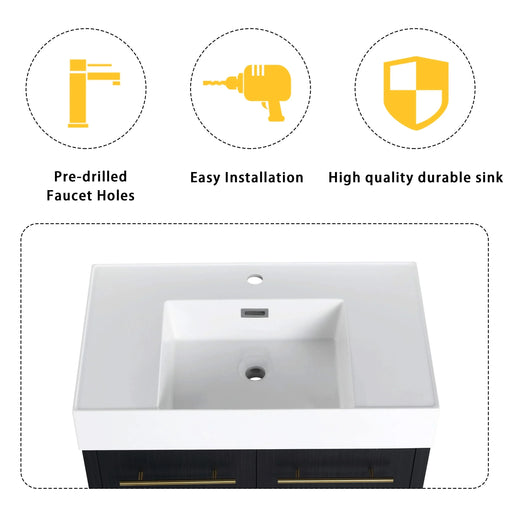 72 Inch Freestanding Bathroom Vanity with Resin Sink and a Storage Cabinets, With Soft Closing Door, 09230*2+0312 Combination Cabinet, KD-Package Default -DTYStore