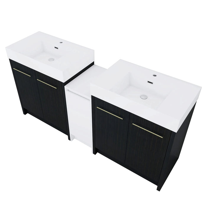 72 Inch Freestanding Bathroom Vanity with Resin Sink and a Storage Cabinets, With Soft Closing Door, 09230*2+0312 Combination Cabinet, KD-Package Default -DTYStore
