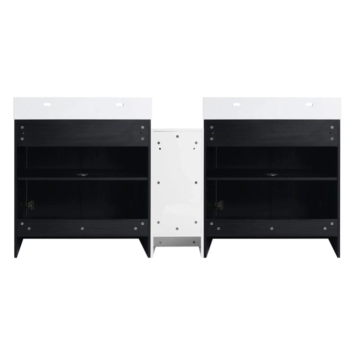 72 Inch Freestanding Bathroom Vanity with Resin Sink and a Storage Cabinets, With Soft Closing Door, 09230*2+0312 Combination Cabinet, KD-Package Default -DTYStore