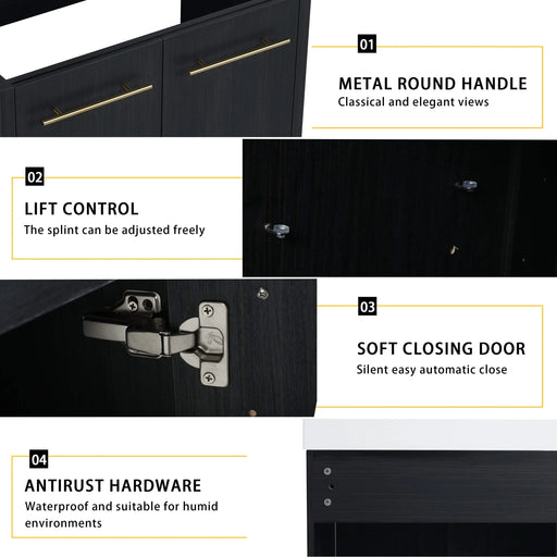 72 Inch Freestanding Bathroom Vanity with Resin Sink and a Storage Cabinets, With Soft Closing Door, 09230*2+0312 Combination Cabinet, KD-Package Default -DTYStore