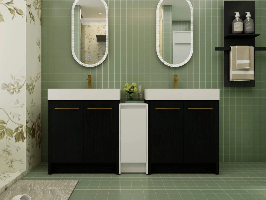 72 Inch Freestanding Bathroom Vanity with Resin Sink and a Storage Cabinets, With Soft Closing Door, 09230*2+0312 Combination Cabinet, KD-Package Default -DTYStore