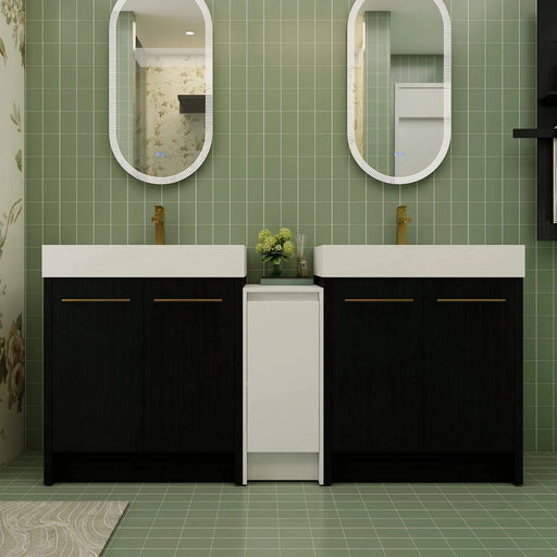 72 Inch Freestanding Bathroom Vanity with Resin Sink and a Storage Cabinets, With Soft Closing Door, 09230*2+0312 Combination Cabinet, KD-Package Default -DTYStore