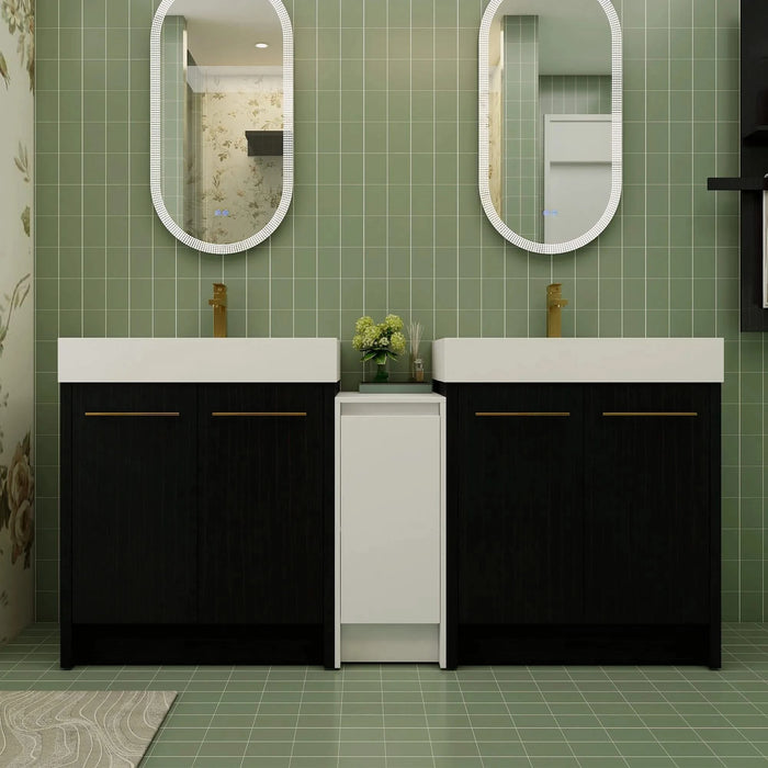 72 Inch Freestanding Bathroom Vanity with Resin Sink and a Storage Cabinets, With Soft Closing Door, 09230*2+0312 Combination Cabinet, KD-Package Default -DTYStore