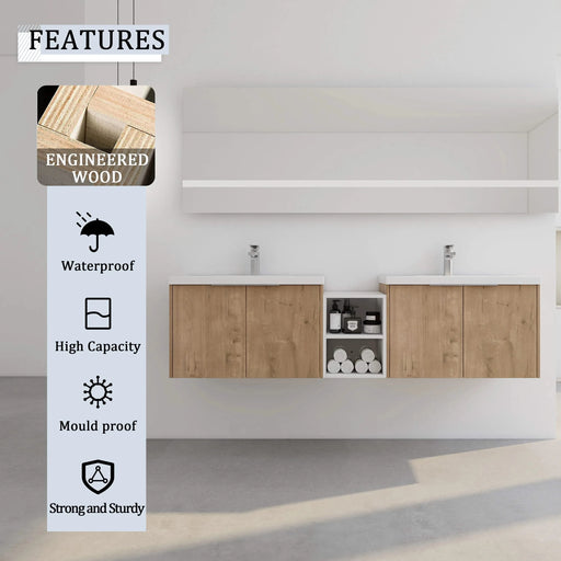 72 Inch Soft Close Doors Bathroom Vanity With Sink, A Small Storage Shelves, 30' and 12' Combination Cabinet,(KD-Packing) Default -DTYStore