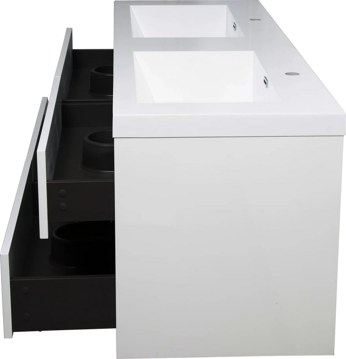 72' Wall-Mounted Bathroom Vanity with Double Sinks, Floating Bathroom Storage Cabinet with Stone Resin Countertop and Soft Close Drawers, Glossy White 24V15-72GW Default -DTYStore
