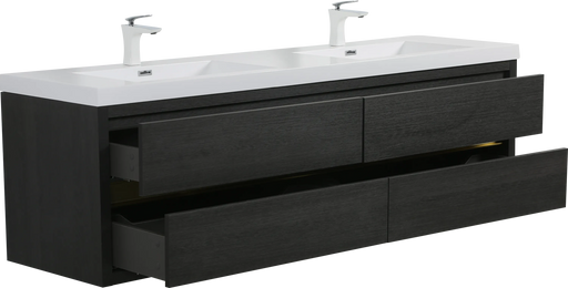 72' Wall-Mounted Bathroom Vanity with Sink, Floating Bathroom Storage Cabinet with Stone Resin Countertop and Soft Close Drawers, Espresso Wood 24V15-72EW Default -DTYStore