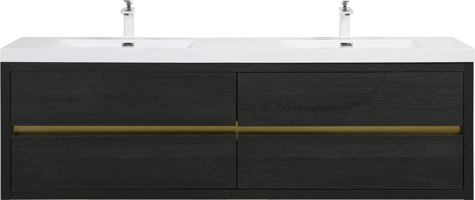 72' Wall-Mounted Bathroom Vanity with Sink, Floating Bathroom Storage Cabinet with Stone Resin Countertop and Soft Close Drawers, Espresso Wood 24V15-72EW Default -DTYStore