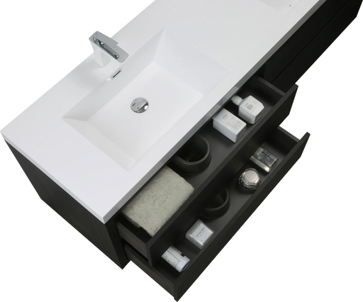 72' Wall-Mounted Bathroom Vanity with Sink, Floating Bathroom Storage Cabinet with Stone Resin Countertop and Soft Close Drawers, Espresso Wood 24V15-72EW Default -DTYStore