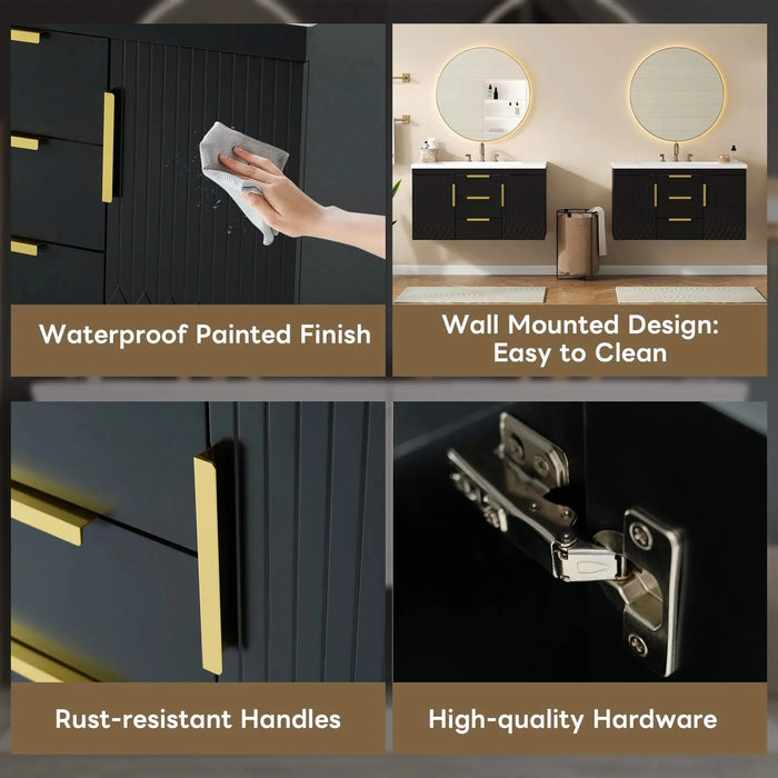 72'' Wall Mounted Bathroom Vanity, Floating Bathroom Storage Cabinet with 2 Drawers, Solid Wood Bathroom Cabinet (Same as N710S236003K) Default -DTYStore