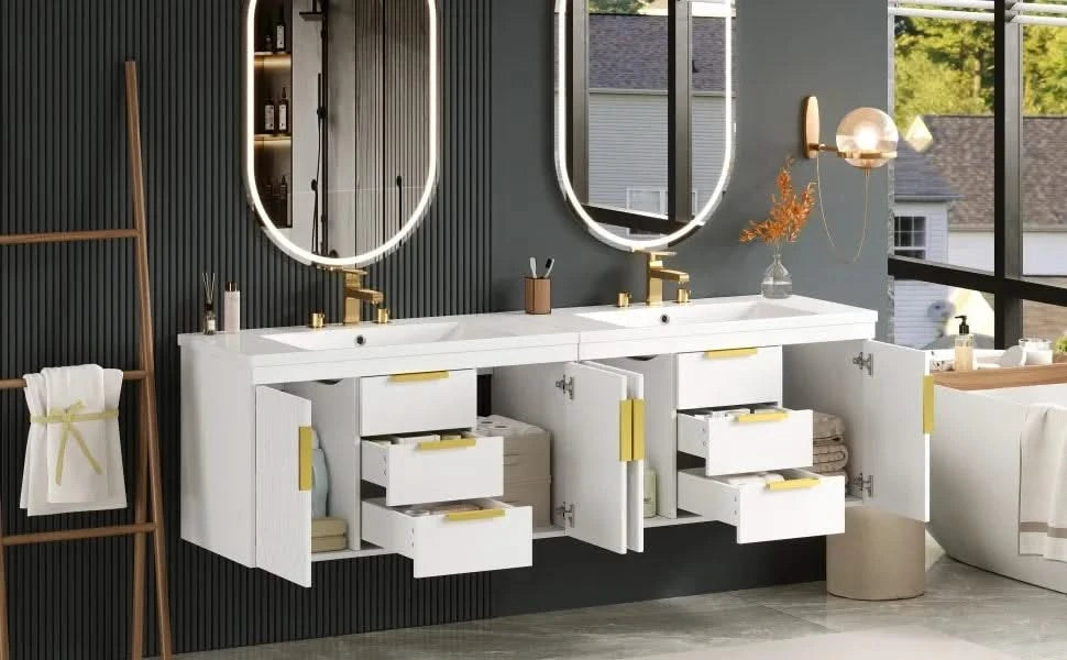 72'' Wall Mounted Bathroom Vanity, Floating Bathroom Storage Cabinet with 2 Drawers, Solid Wood Bathroom Cabinet (Same as N710S236003K) Default -DTYStore