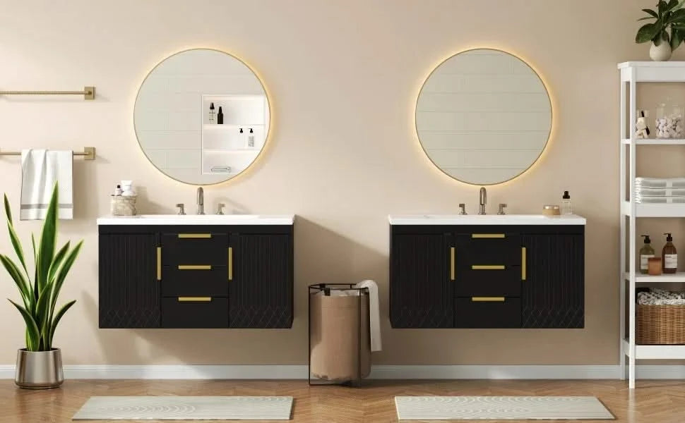 72'' Wall Mounted Bathroom Vanity, Floating Bathroom Storage Cabinet with 2 Drawers, Solid Wood Bathroom Cabinet (Same as N710S236003K) Default -DTYStore