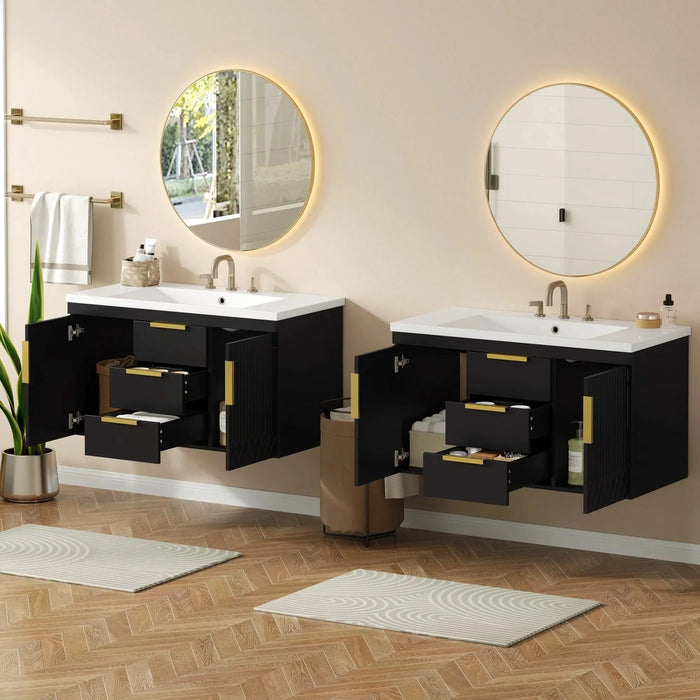 72'' Wall Mounted Bathroom Vanity, Floating Bathroom Storage Cabinet with 2 Drawers, Solid Wood Bathroom Cabinet (Same as N710S236003K) Default -DTYStore