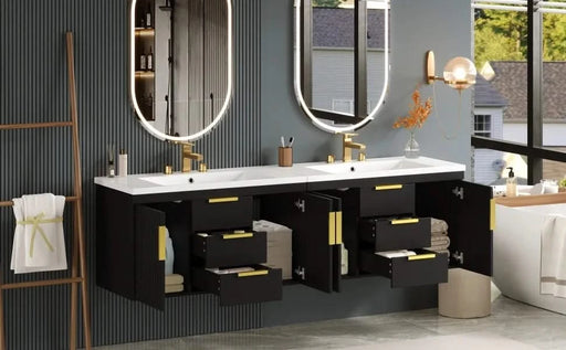 72'' Wall Mounted Bathroom Vanity, Floating Bathroom Storage Cabinet with 2 Drawers, Solid Wood Bathroom Cabinet (Same as N710S236003K) Default -DTYStore