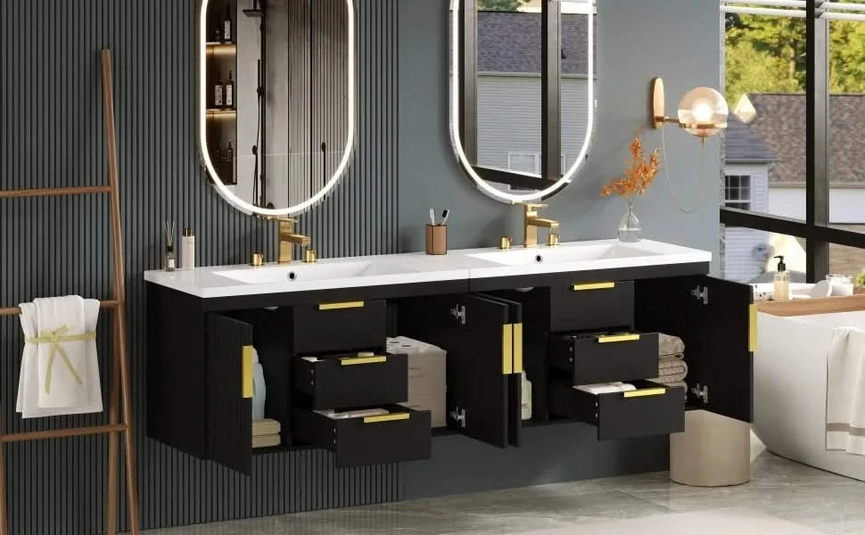 72'' Wall Mounted Bathroom Vanity, Floating Bathroom Storage Cabinet with 2 Drawers, Solid Wood Bathroom Cabinet (Same as N710S236003K) Default -DTYStore