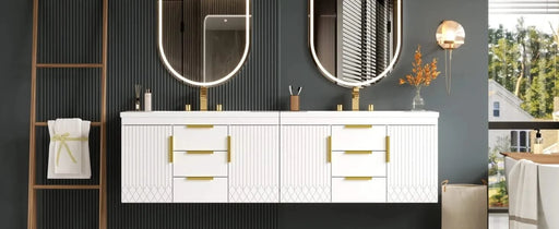 72'' Wall Mounted Bathroom Vanity, Floating Bathroom Storage Cabinet with 2 Drawers, Solid Wood Bathroom Cabinet (Same as N710S236003K) Default -DTYStore