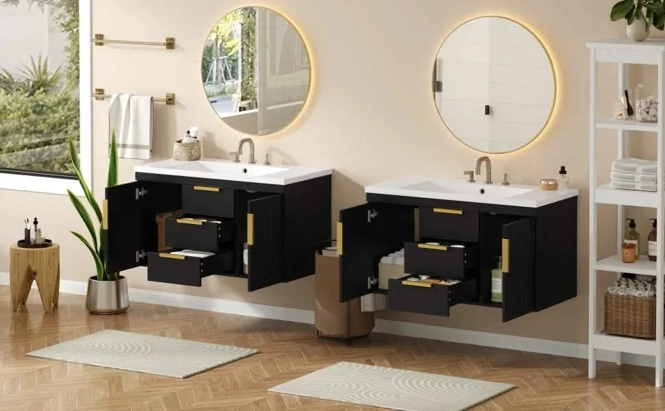 72'' Wall Mounted Bathroom Vanity, Floating Bathroom Storage Cabinet with 2 Drawers, Solid Wood Bathroom Cabinet (Same as N710S236003K) Default -DTYStore