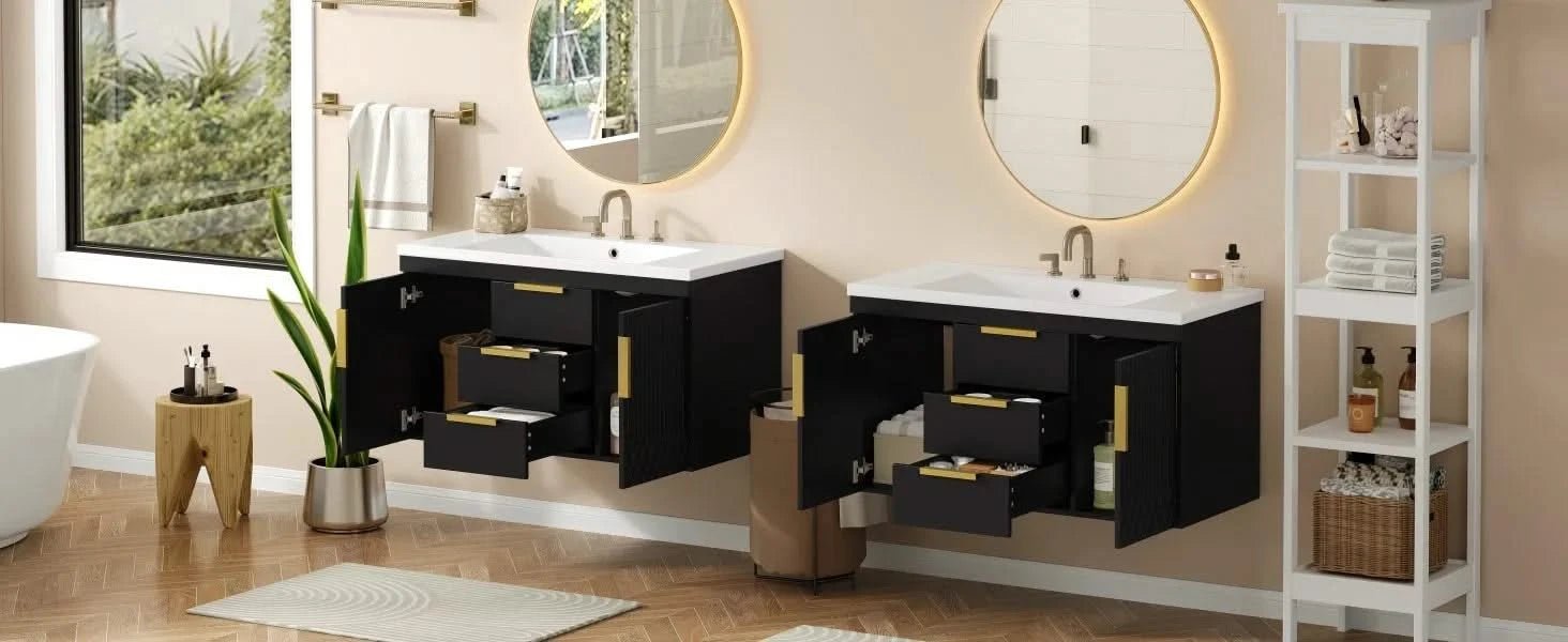 72'' Wall Mounted Bathroom Vanity, Floating Bathroom Storage Cabinet with 2 Drawers, Solid Wood Bathroom Cabinet (Same as N710S236003K) Default -DTYStore