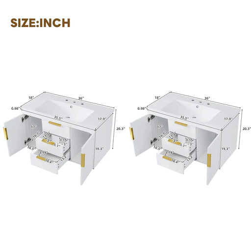 72'' Wall Mounted Bathroom Vanity, Floating Bathroom Storage Cabinet with 2 Drawers, Solid Wood Bathroom Cabinet (Same as N710S236003K) Default -DTYStore