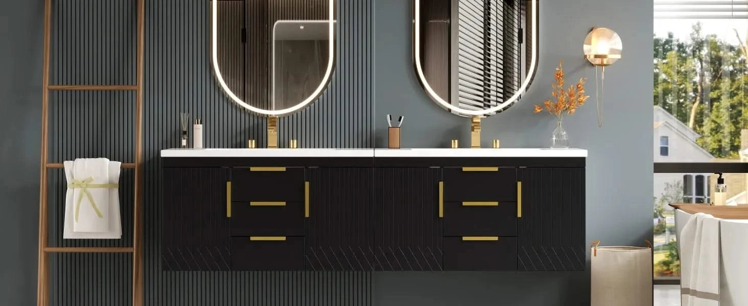 72'' Wall Mounted Bathroom Vanity, Floating Bathroom Storage Cabinet with 2 Drawers, Solid Wood Bathroom Cabinet (Same as N710S236003K) Default -DTYStore