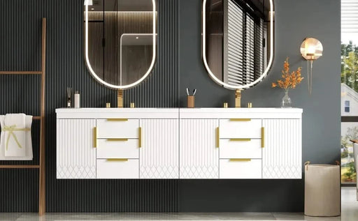 72'' Wall Mounted Bathroom Vanity, Floating Bathroom Storage Cabinet with 2 Drawers, Solid Wood Bathroom Cabinet (Same as N710S236003K) Default -DTYStore