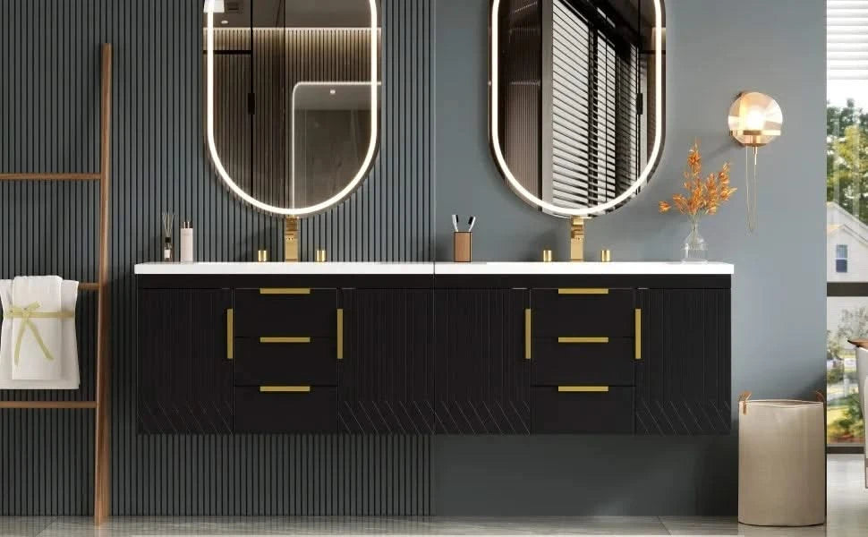 72'' Wall Mounted Bathroom Vanity, Floating Bathroom Storage Cabinet with 2 Drawers, Solid Wood Bathroom Cabinet (Same as N710S236003K) Default -DTYStore