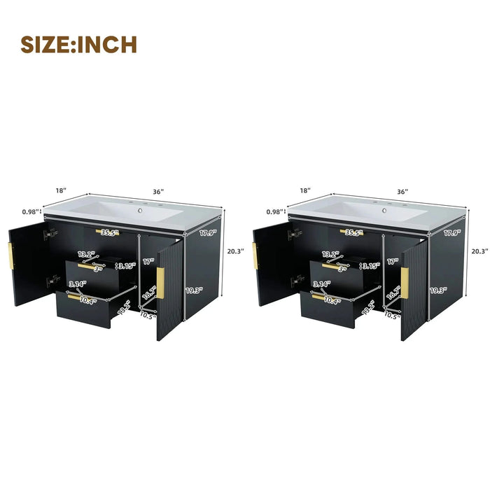 72'' Wall Mounted Bathroom Vanity, Floating Bathroom Storage Cabinet with 2 Drawers, Solid Wood Bathroom Cabinet (Same as N710S236003K) Default -DTYStore