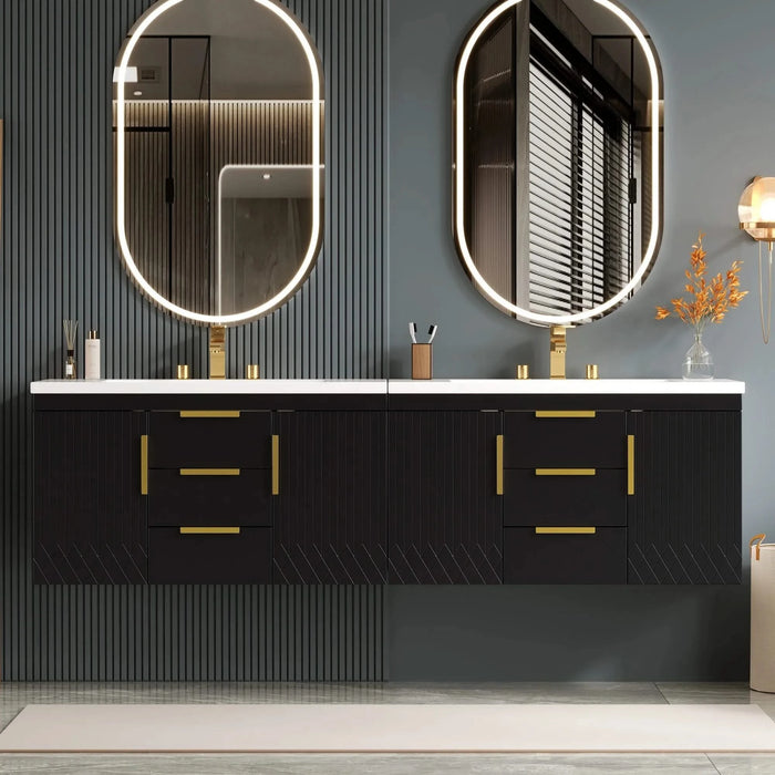 72'' Wall Mounted Bathroom Vanity, Floating Bathroom Storage Cabinet with 2 Drawers, Solid Wood Bathroom Cabinet (Same as N710S236003K) Default -DTYStore