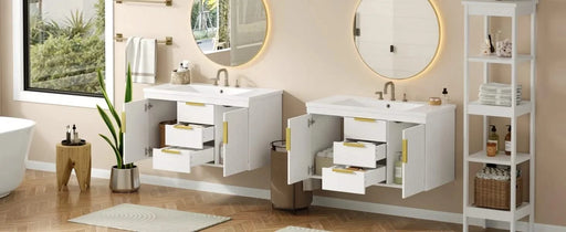 72'' Wall Mounted Bathroom Vanity, Floating Bathroom Storage Cabinet with 2 Drawers, Solid Wood Bathroom Cabinet (Same as N710S236003K) Default -DTYStore