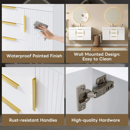 72'' Wall Mounted Bathroom Vanity, Floating Bathroom Storage Cabinet with 2 Drawers, Solid Wood Bathroom Cabinet (Same as N710S236003K) Default -DTYStore