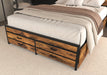 Full Size Bed Frame with 8 Storage Drawers, LED Headboard with Charging Station, Metal Platform Bed Frame, No Box Spring Needed, Noise-Free, Stable and Solid, Brown - DTYStore