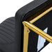 Luxury Simple Chair - Set of 6 BLACK PU Material High Resilience Dining Chair with Metal Gold Leg.The Chair Back Has a Vertical Stripe Design With Smooth And Uniform Lines. - DTYStore