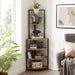 6-Tier Corner Open Shelf Modern Bookcase Wood Rack Freestanding Shelving Unit,Plant Album Trinket Sturdy Stand Small Bookshelf Space-Saving for Living Room Home Office Kitchen Small Space Rustic Brown - DTYStore