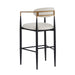 Barstools Set of 2, Counter Height Upholstered Bar Stools with Back for Kitchen Island, Beige Faux PU Leather Seating Black Iron Legs 260LBS Weight Capacity - DTYStore