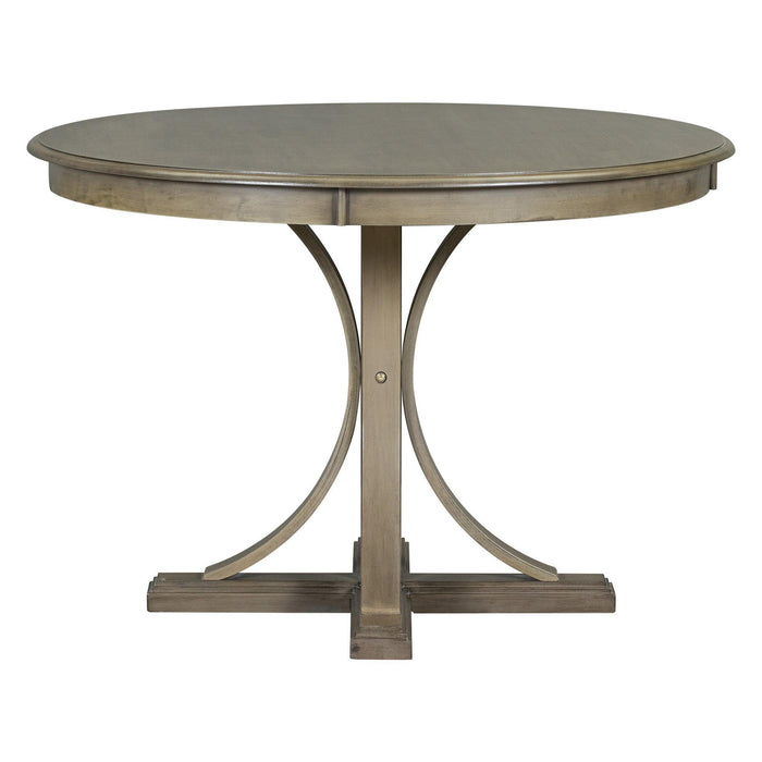 5-Piece Retro Round Dining Table Set with Curved Trestle Style Table Legs and 4 Upholstered Chairs for Dining Room - DTYStore
