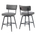 26''Retro Swivel Counter Stools Set of 2,Grey Counter Stools with iron Frame,PU Sponge cushion,Footrest,suitable for Kitchen/Bedroom/Dining Room. - DTYStore