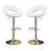 White Faux Leather Stool Adjustable Height Chairs Set of 2 Chair Swivel Design Chrome Base PVC Dining Furniture - DTYStore
