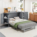 Full Murphy Bed with Hidden Storage & Modern Woven Design,Gray - DTYStore