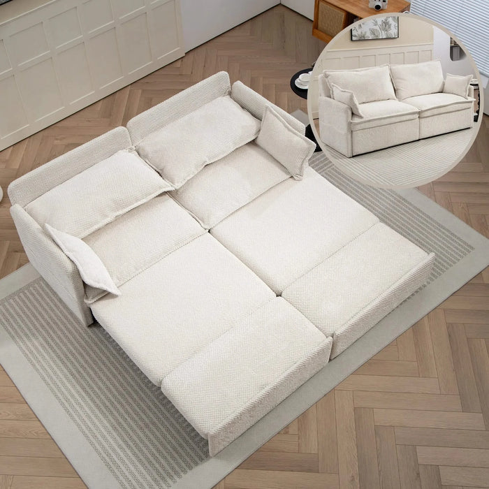 73.6inch Pull Out Sofa Bed,3-in-1 corduroy Convertible Sleeper Sofa Couch,Side Storage,and USB/C-TYPE Charging Ports Chair for Living Room,Bedroom,Apartment Default -DTYStore