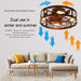 Caged Ceiling Fans with Lights Black, 20 inch Flush Mount Ceiling Fan Light, Farmhouse Small Ceiling Fan with Light Fixture, Reversible Fan for Bedroom(E26 Bulbs Included) - DTYStore