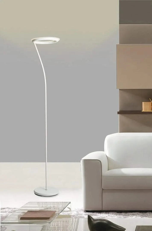 73' Tall Metal Torchiere Floor LED Lamp with Halo design, Matte White finish Default -DTYStore