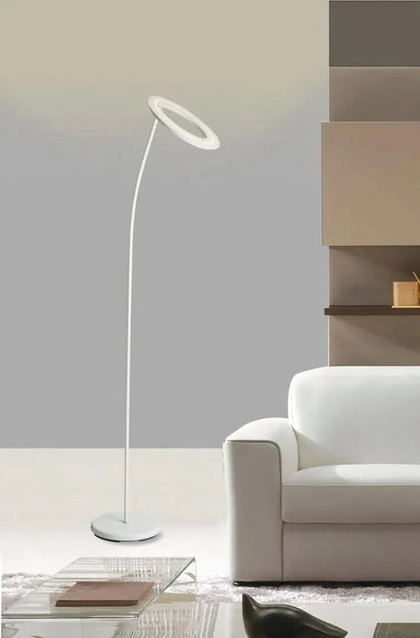 73' Tall Metal Torchiere Floor LED Lamp with Halo design, Matte White finish Default -DTYStore