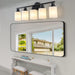 Modern 5-Light Vanity Bathroom Mirror Light, Frosted White Glass with Black Iron Frame, Contemporary Wall Sconce for Bedroom, Bathroom, And Dressing Room (Bulb Not Included) - DTYStore