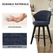 008-Wing Back Swivel Bar Stools Set of 2 - 25' Counter Height Adjustable Stools with Solid Wood Legs & Chenille Upholstery, Leveling Feet for Kitchen Island, Home Pub or Dining Room, Blue - DTYStore