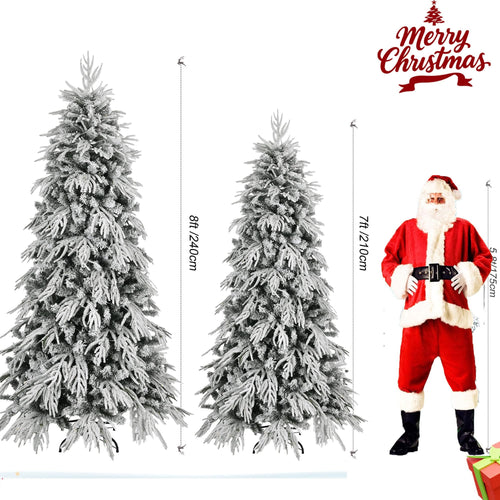 7ft Slim Flocked Christmas Tree Pre-lit w/ 767 Premium PE&PVC Tips, 250Warm White LED Lights, Skinny Noble Artificial Christmas Tree Easy Assembly for Home, Corner, Narrow Place - Image 10