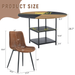 Table and chair set.A 47.3-inch diameter modern spliced color circular dining table - double-layer storage.Paired With 6 Technology-Fabric Brown Chairs With Curved Widened Cushion Design. - DTYStore