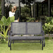 Outsunny 2-Person Outdoor Glider Bench, Patio Double Swing Rocking Chair Loveseat w/Powder Coated Steel Frame for Backyard Garden Porch, Gray - DTYStore