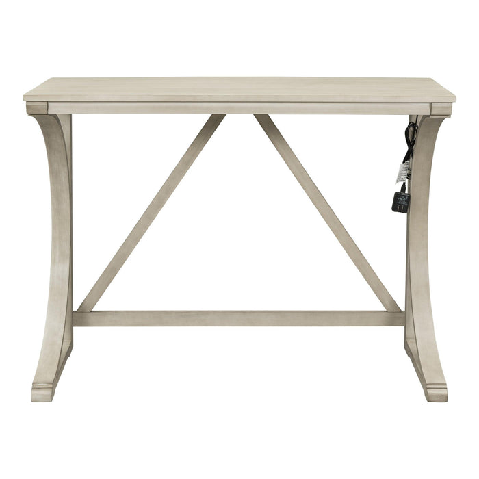 Farmhouse 3-Piece Counter Height Dining Table Set with USB Port and Upholstered Stools,Cream - DTYStore