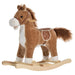 Rocking Horse Plush Animal on Wooden Rockers, Baby Rocking Chair with Sounds, Moving Mouth, Wagging Tail, Brown - DTYStore