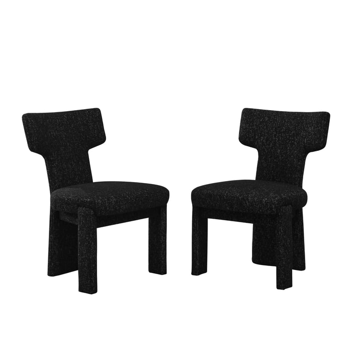 Chenille Dining Chairs Black & Gray Upholstery Armless Living Room